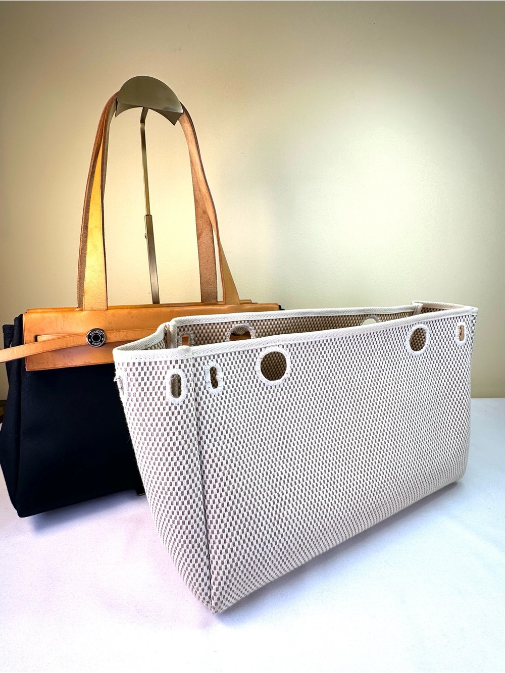 Hermes Square H 2004 Herbag 2-in-1 Set Interchangeable canvas bodies France COA - Picture 5 of 17